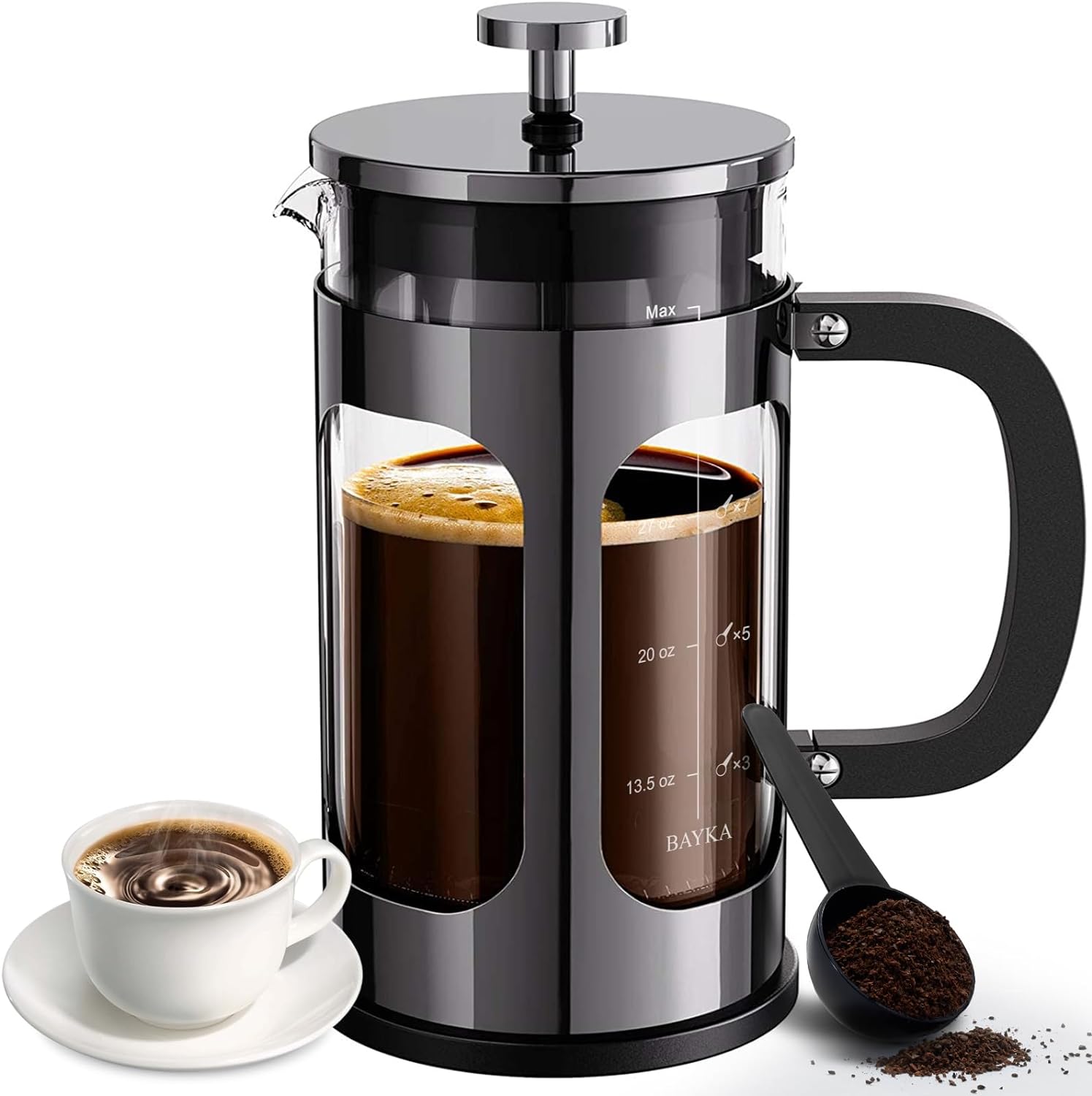 BAYKA 34 Ounce 1 Liter French Press Coffee Maker Dark